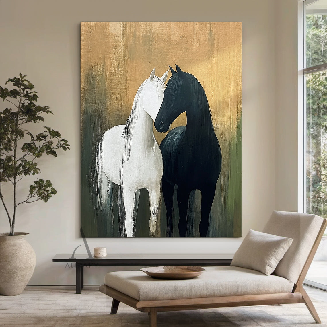 Black and White Horses Wall Art - AURA665