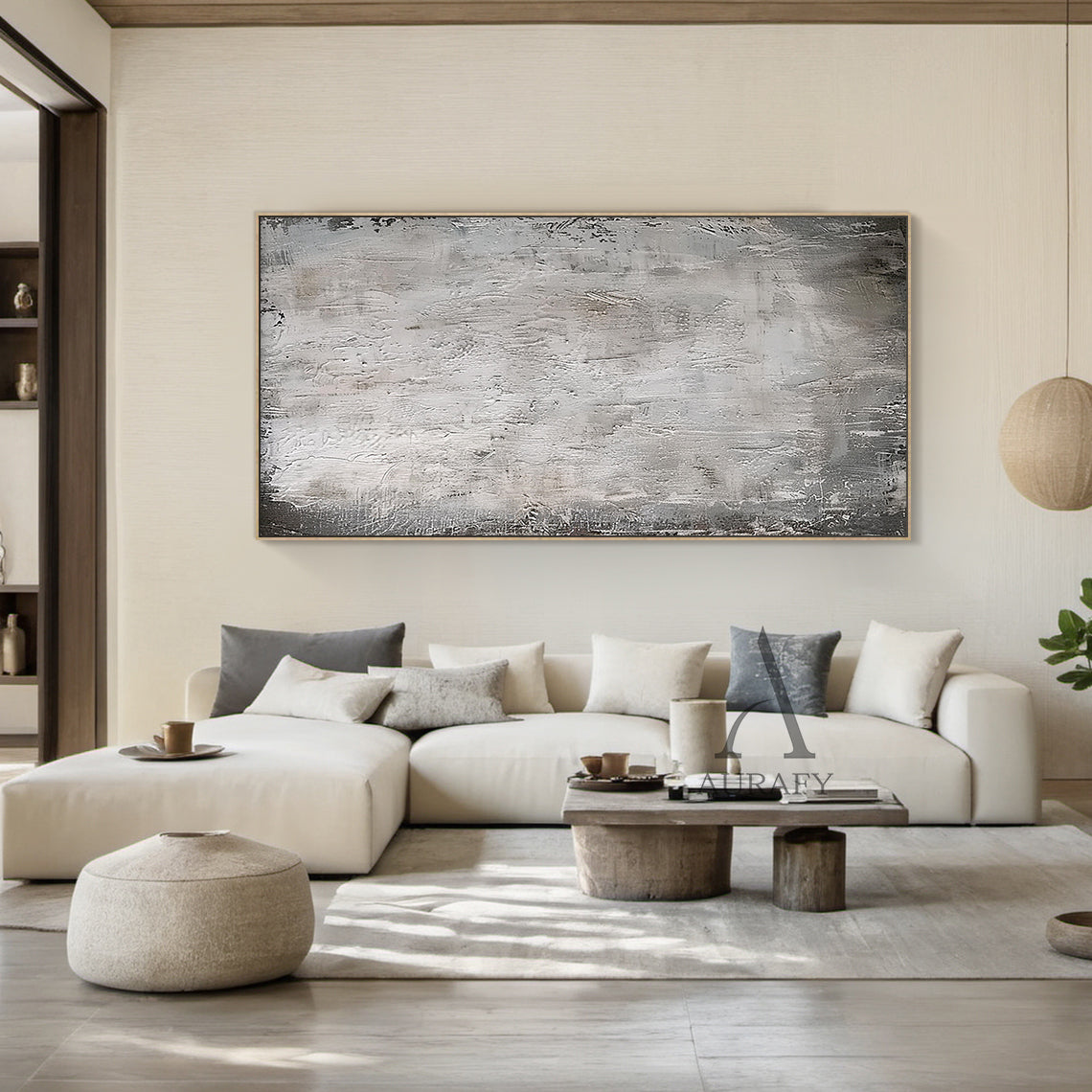 3D Textured Gray Abstract Painting Tactile Mottled Knife Strokes Modern Sculpted Canvas AURA479