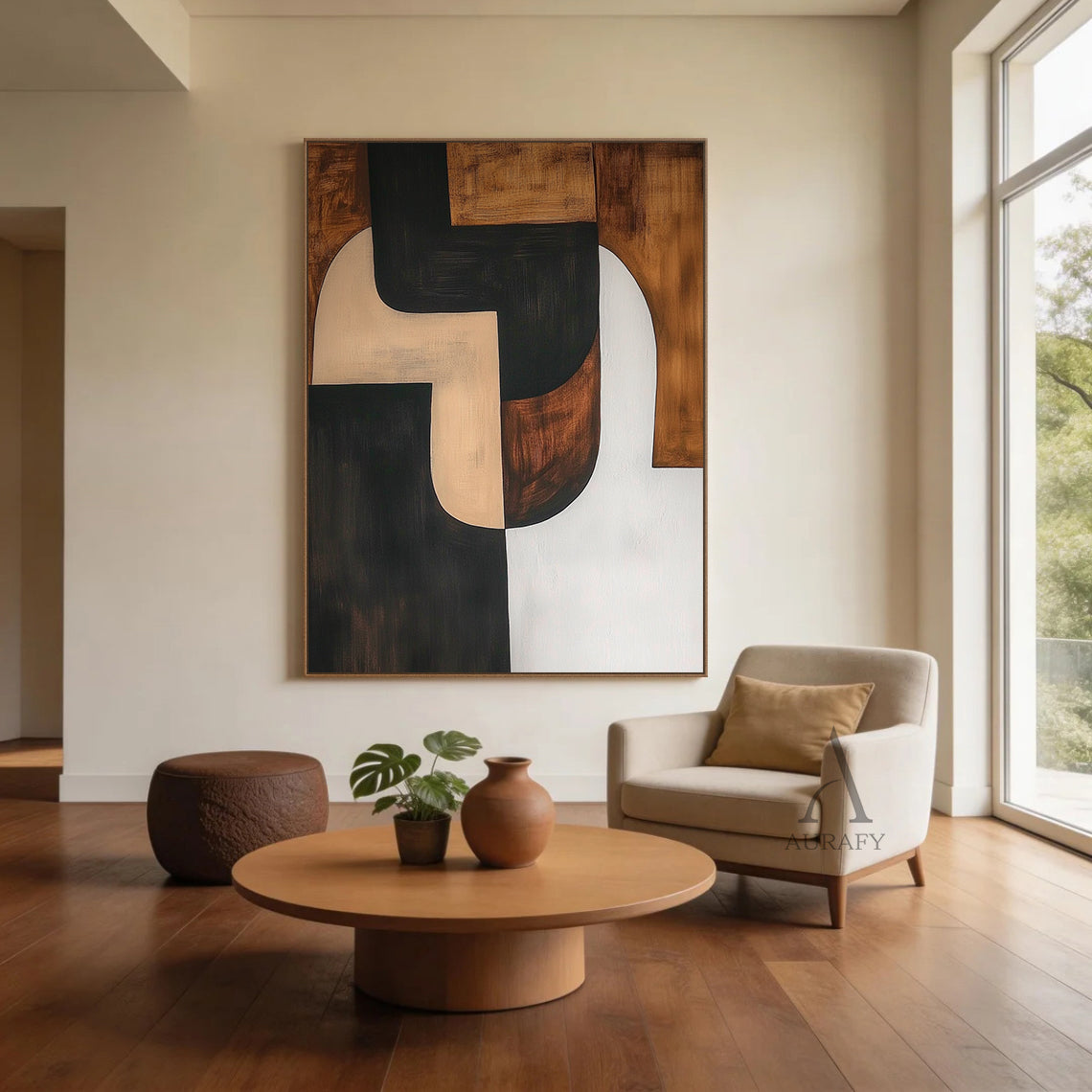 General Abstract Black Brown Modern Wall Art for Home Decor AURA386