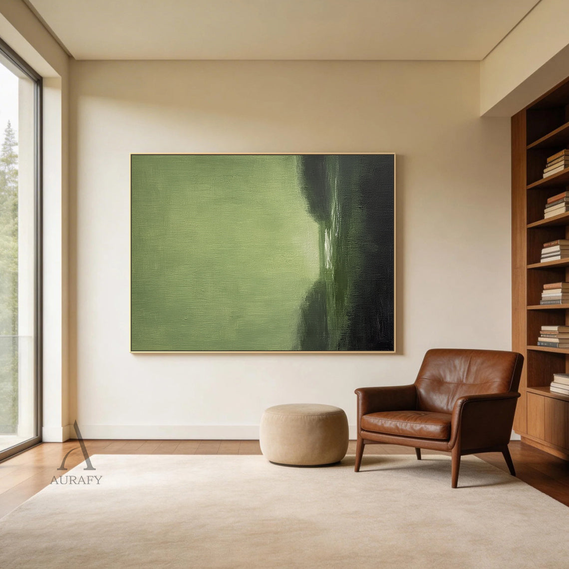 Stylish Unique Modern Abstract Green Wall Art for Interior Decor AURA390