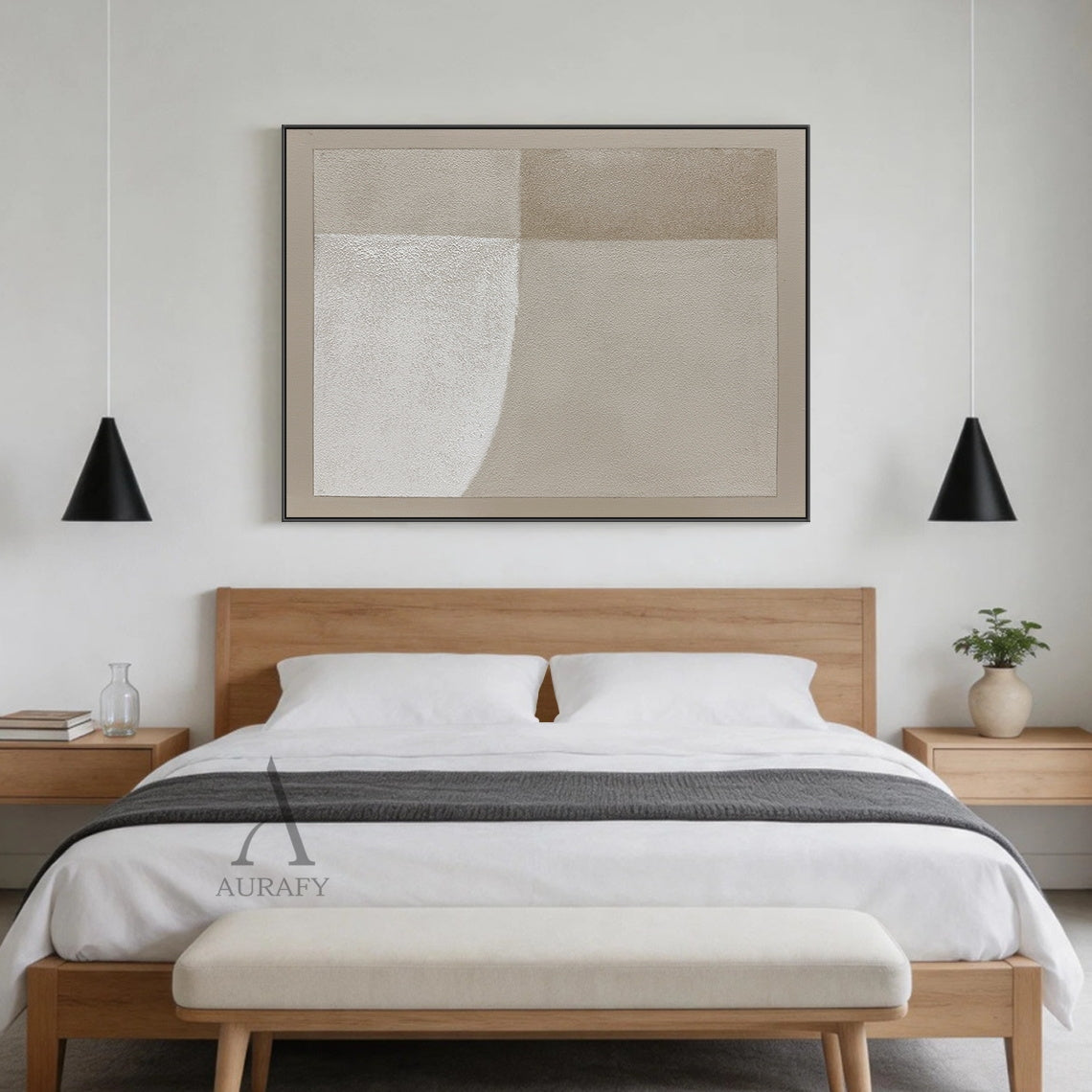 Wabi-Sabi Beige Plaster Textured Abstract Japandi Minimalist Luxe Tactile Canvas Neutral Wall Art Home Decor AURA737