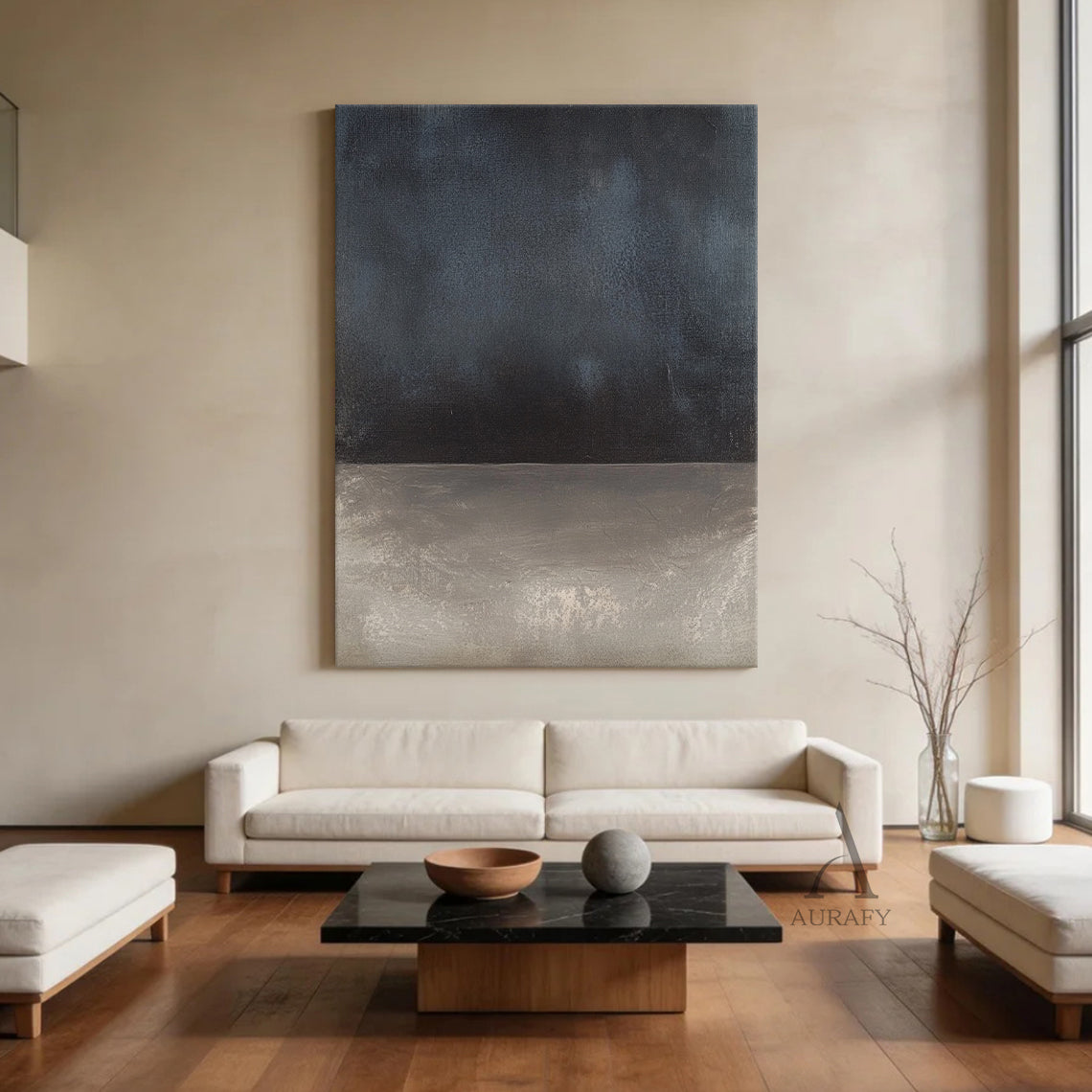 Minimalist Black and Beige Wall Art for Modern Home Decor AURA382