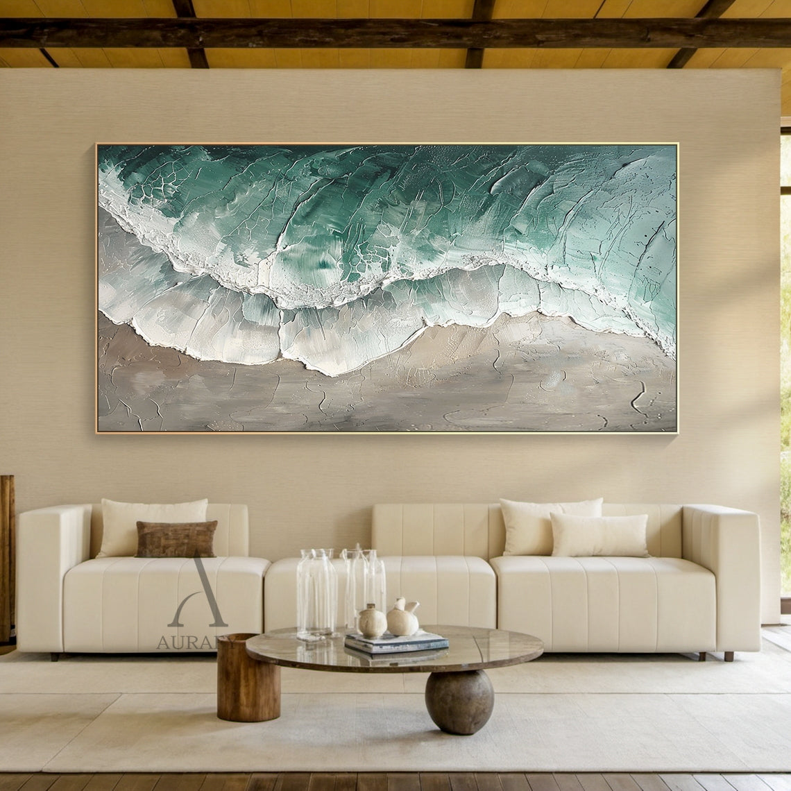 Turquoise Shoreline Abstract Wall Art - AURA686