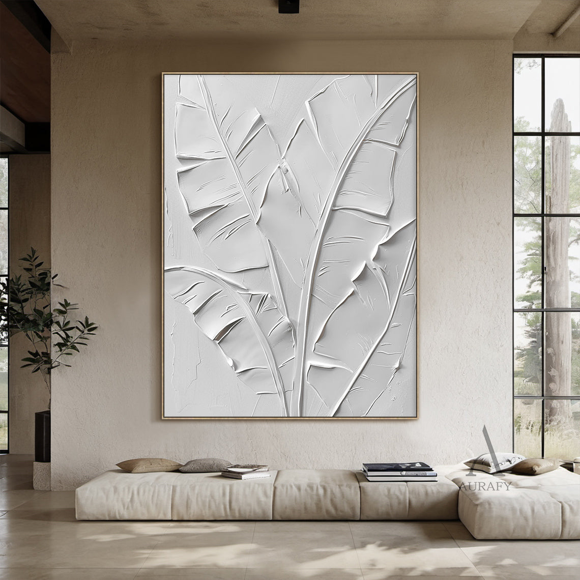 Modern Beige 3D Textured Painting for Living Room Home Decor AURA295