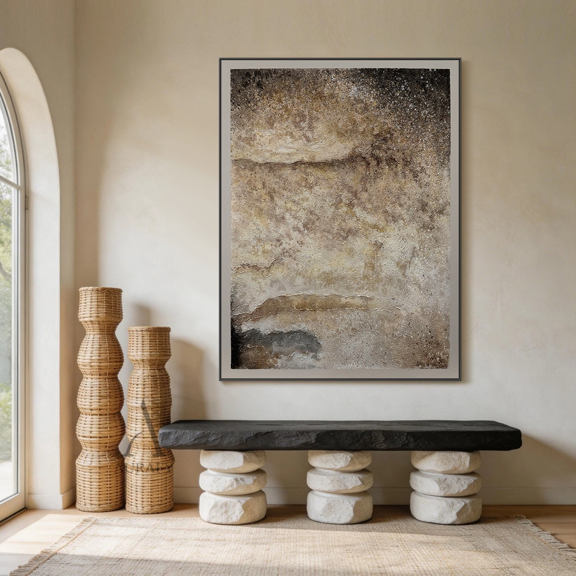 Wabi-Sabi Textured Abstract Wall Art Plaster Tactile Knife Stroke Japandi Minimalist Luxe Neutral Home Decor AURA732