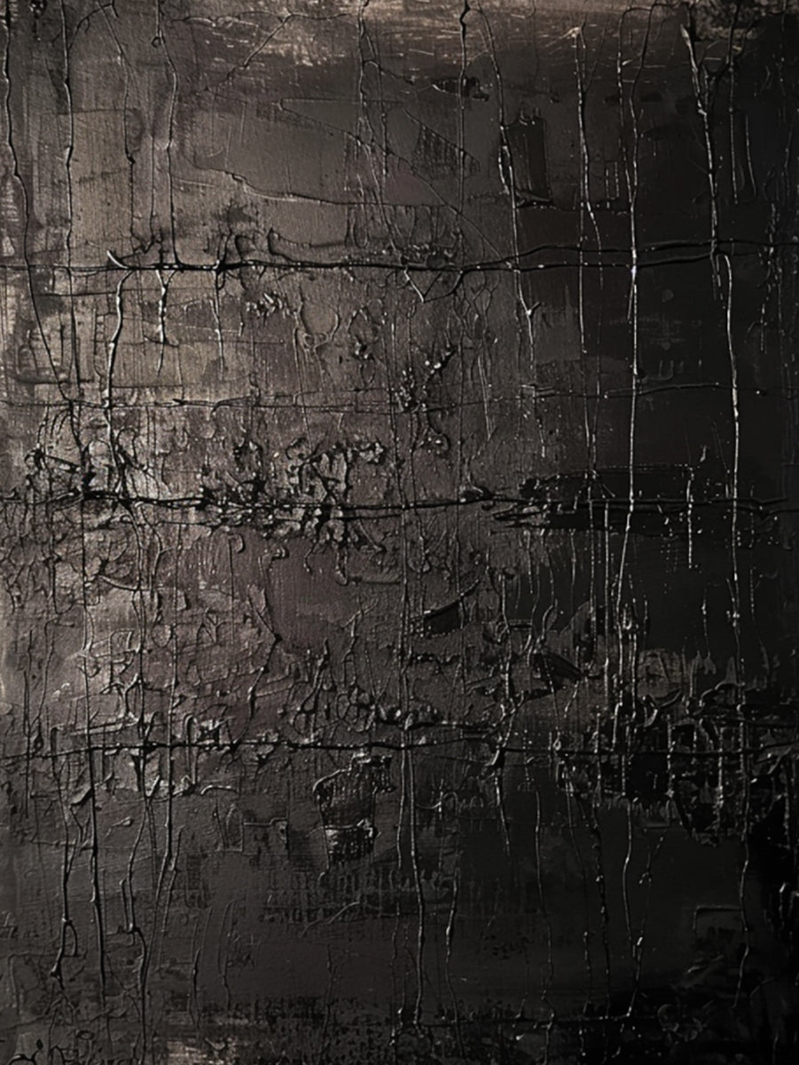 Black Textured Abstract Wall Art for Modern Living Room Decor AURA192
