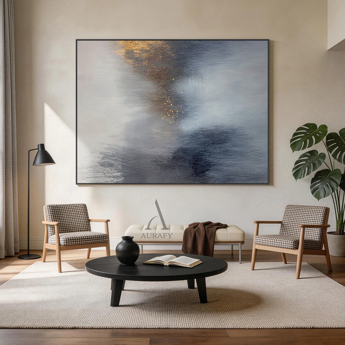 General Abstract Gray Blue Wall Art for Home Decor AURA398