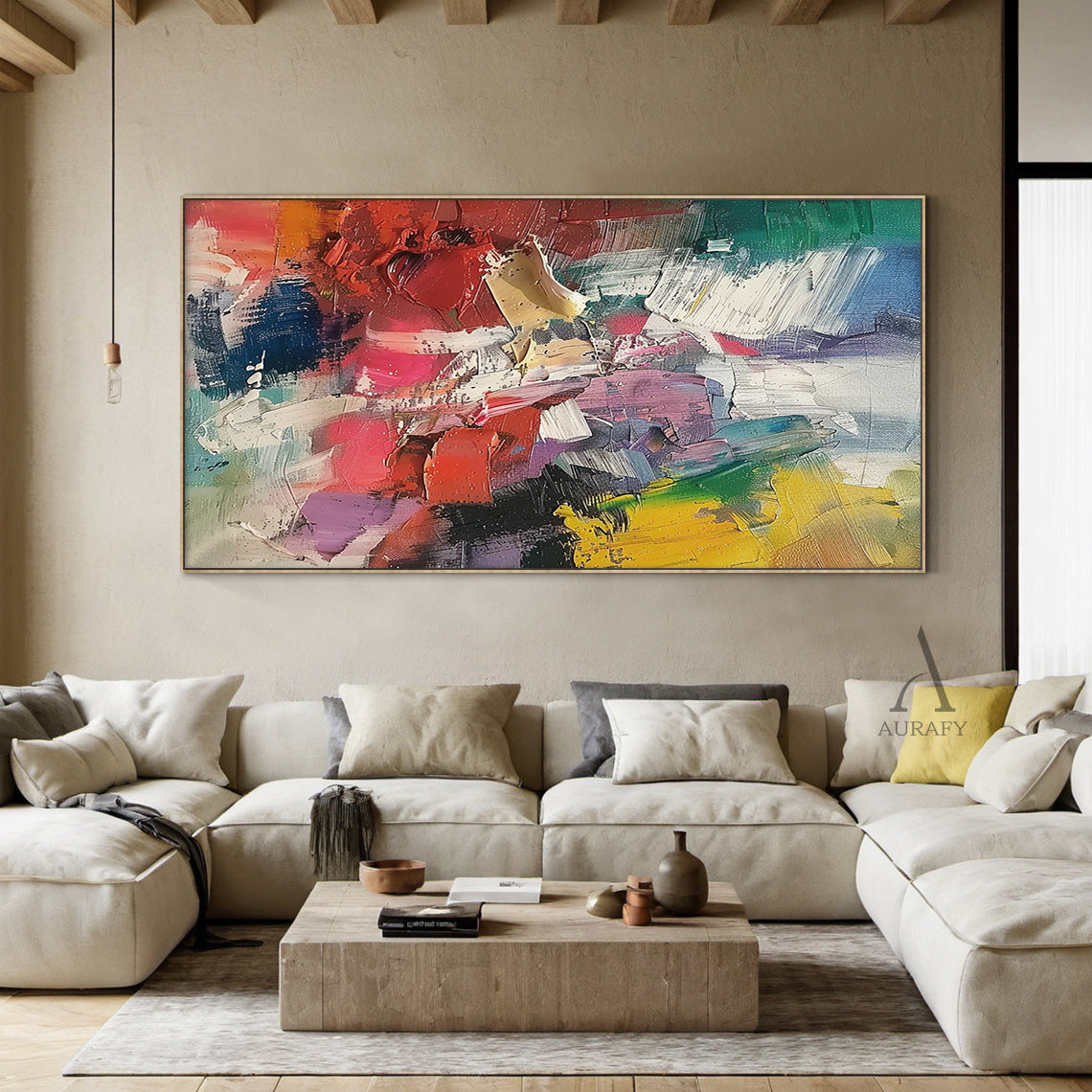 3D Textured Abstract Painting Impasto Knife Strokes Vibrant Colorful Tactile Wall Art AURA423