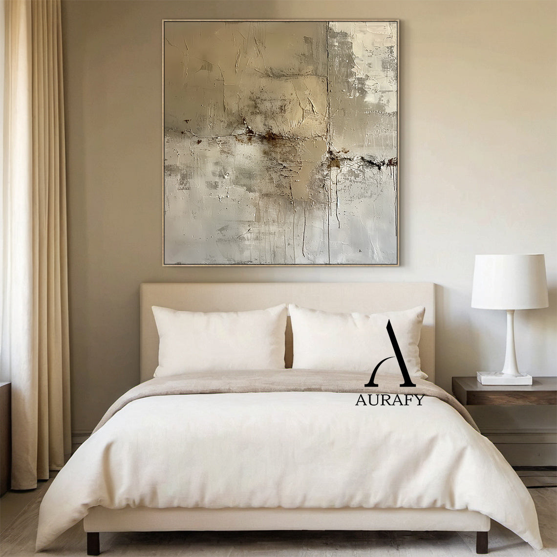 Wabi Sabi Abstract Art Plaster Textured Brown Beige High-Relief Tactile Canvas Drip Effects Modern Organic AURA556