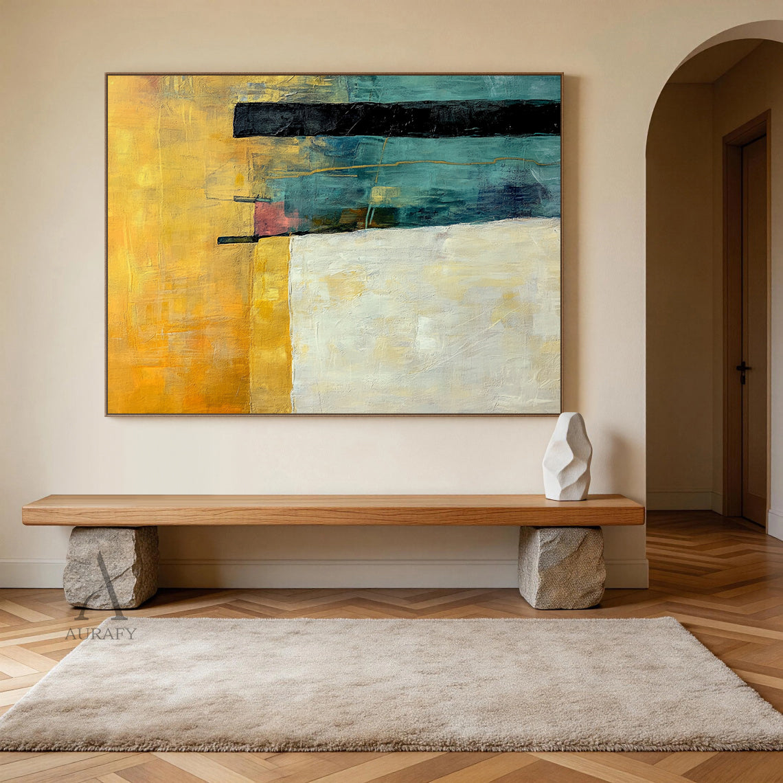 General Abstract Yellow Green Wall Art for Home Interior Decor AURA368