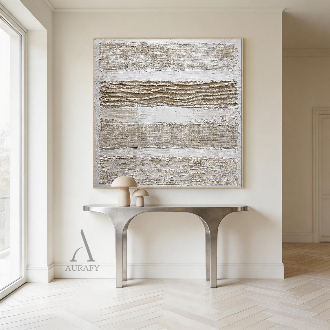Woven Relief, Beige and Brown Mixed-Media Textured Wall Art AURA855