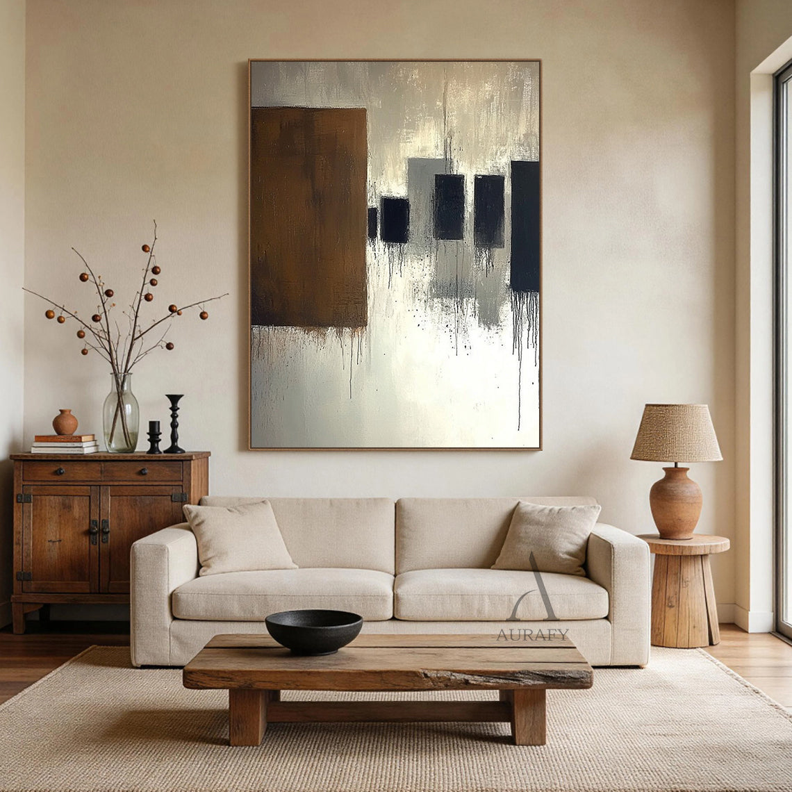 General Abstract Brown Beige Wall Art for Modern Home Decor AURA349