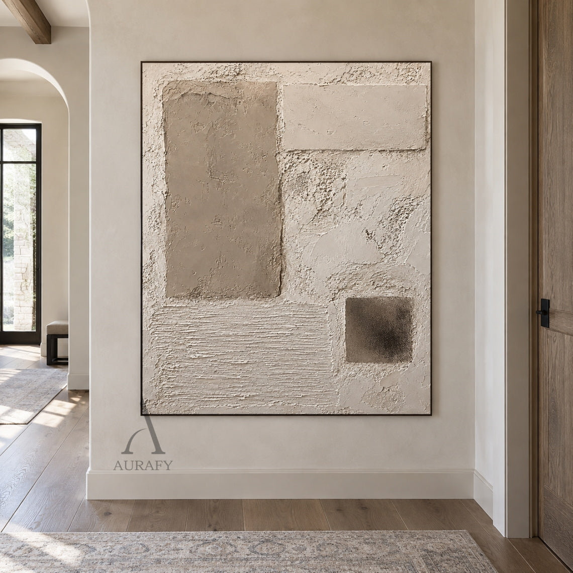 Plaster Rhythm, Beige Ridged and Cracked 3D Wall Art AURA867