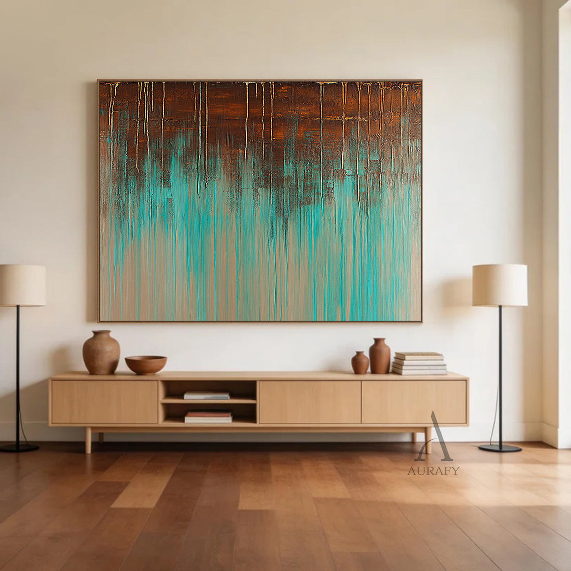 General Abstract Brown Green Modern Wall Art Home Decor AURA352