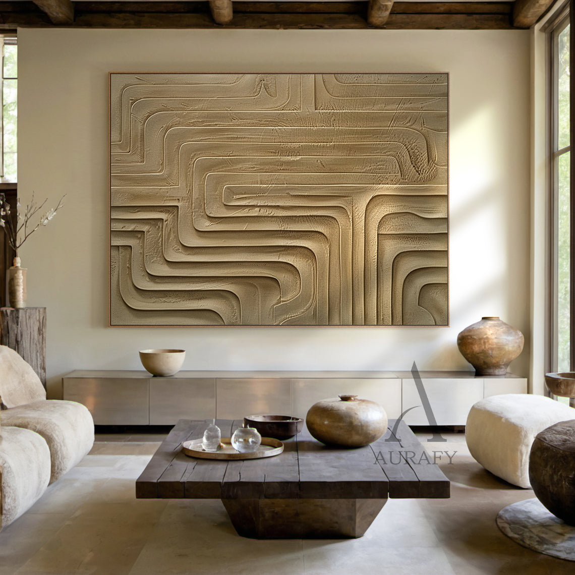 Minimalist Brown Wall Art Modern Home Living Room Decor AURA299