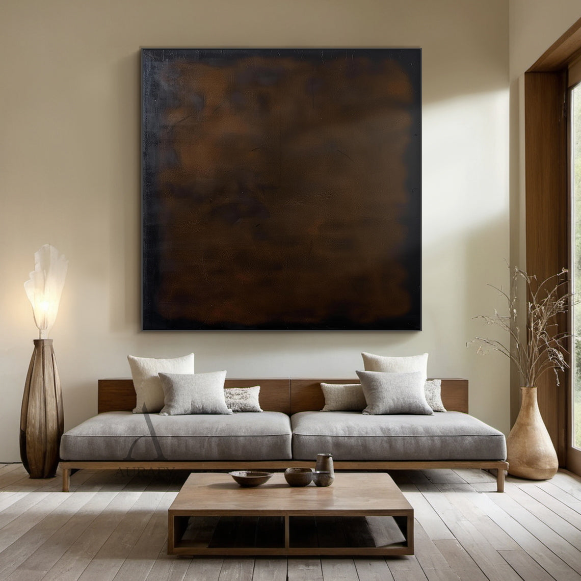 Umber Study, Warm Brown Patina Abstract Wall Art AURA879