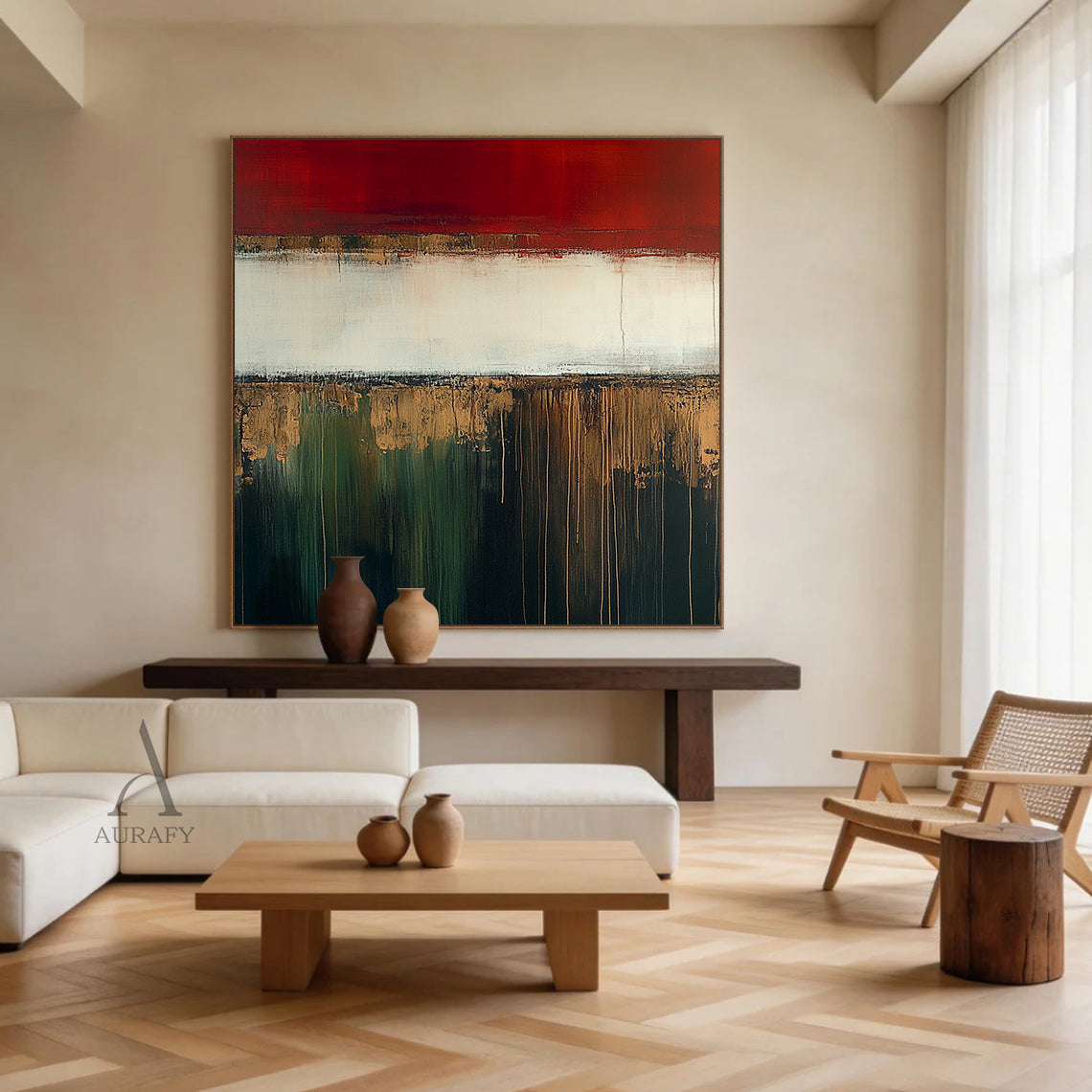 General Abstract Red Yellow Wall Art for Home Decor AURA383