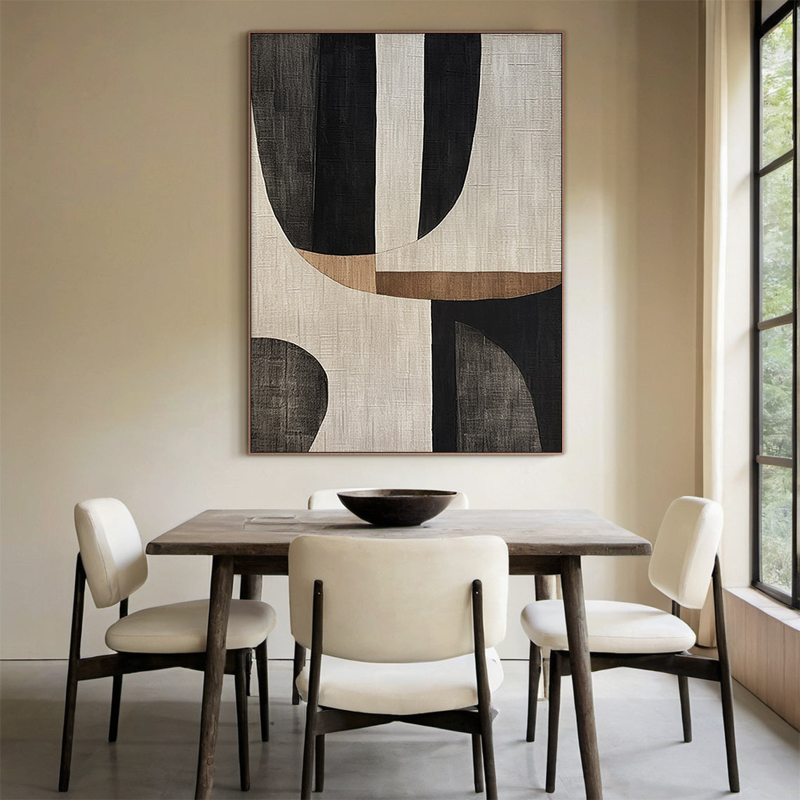 Curved Harmony Black Brown Texture Wall Art – AURA053(Vertical)