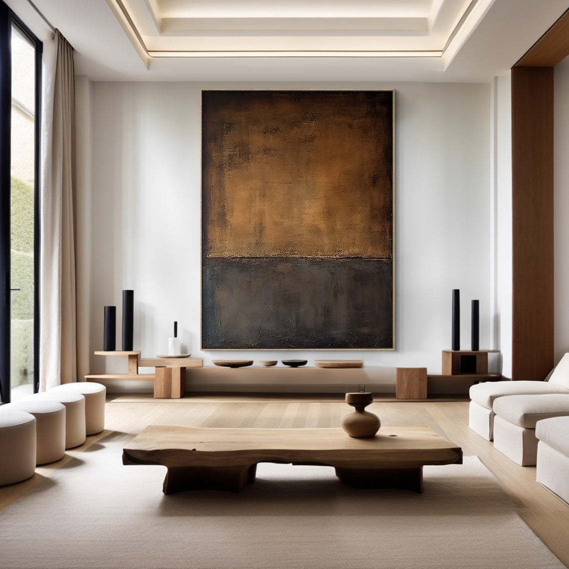 Modern Abstract Brown Textured Wall Art for Living Room Decor - AURA189