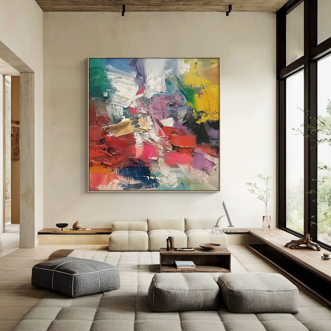 3D Textured Abstract Painting Impasto Knife Strokes Vibrant Colorful Tactile Wall Art AURA423