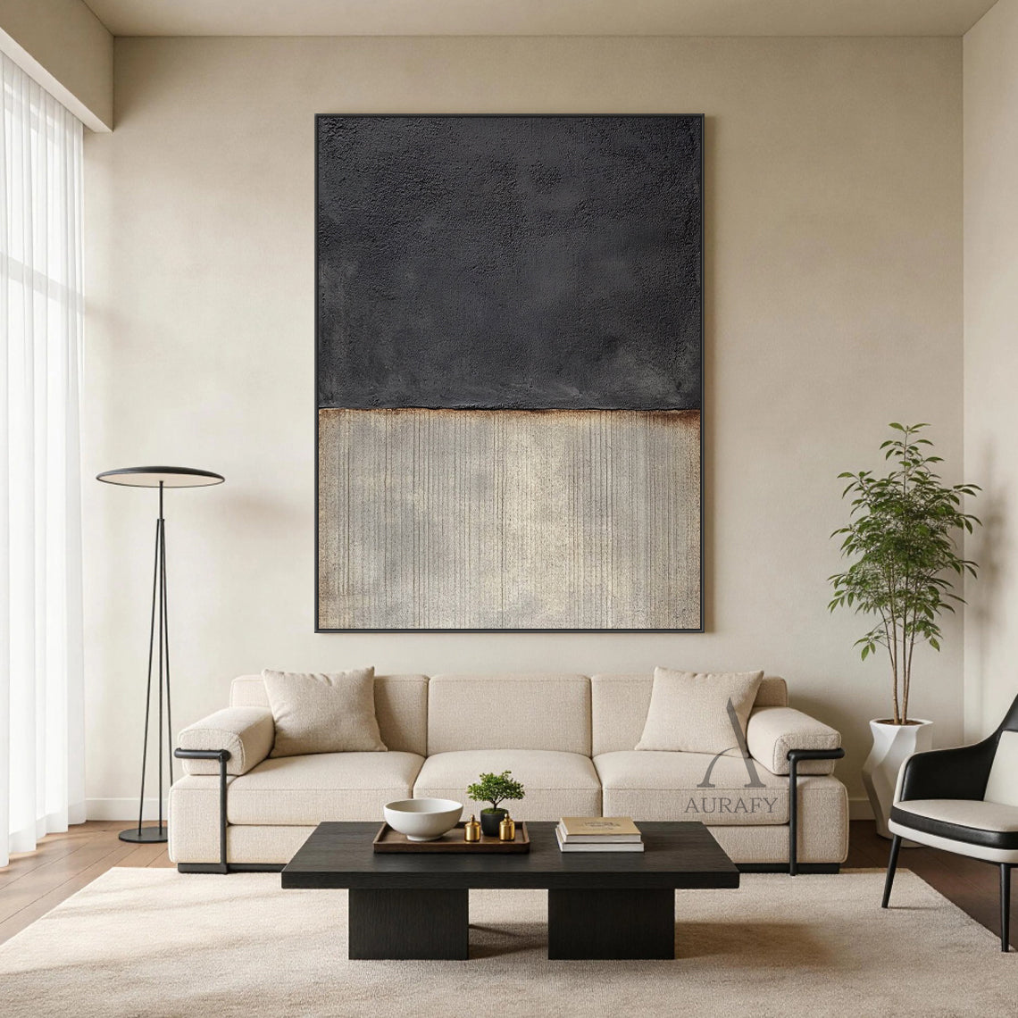 General Abstract Black Beige Wall Art Living Room Home Decor AURA364