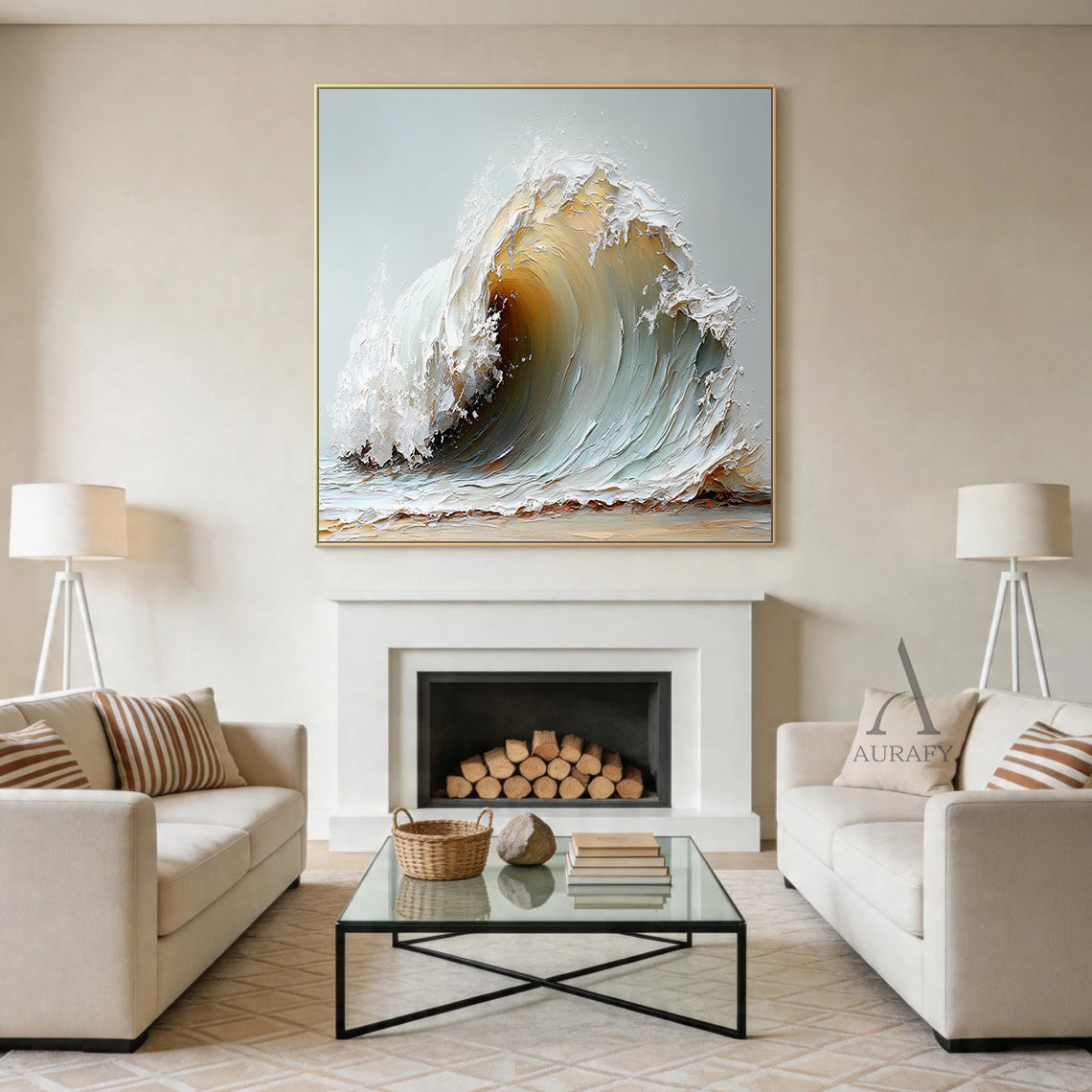 Beige 3D Textured Painting Modern Wall Art for Home Decor AURA401