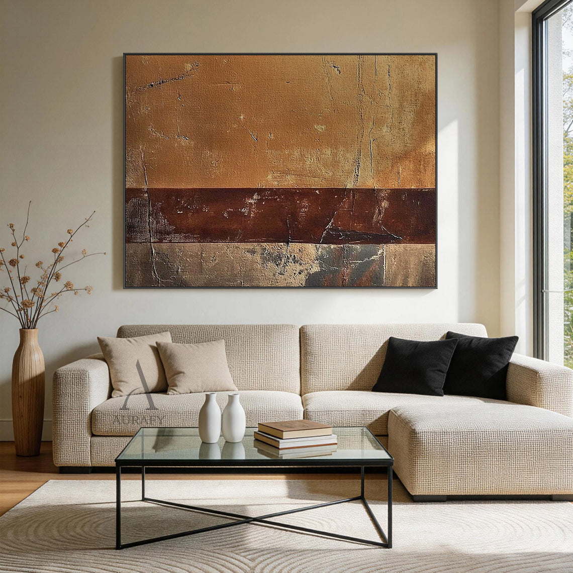 Brown General Abstract Wall Art for Modern Living Room Decor AURA356