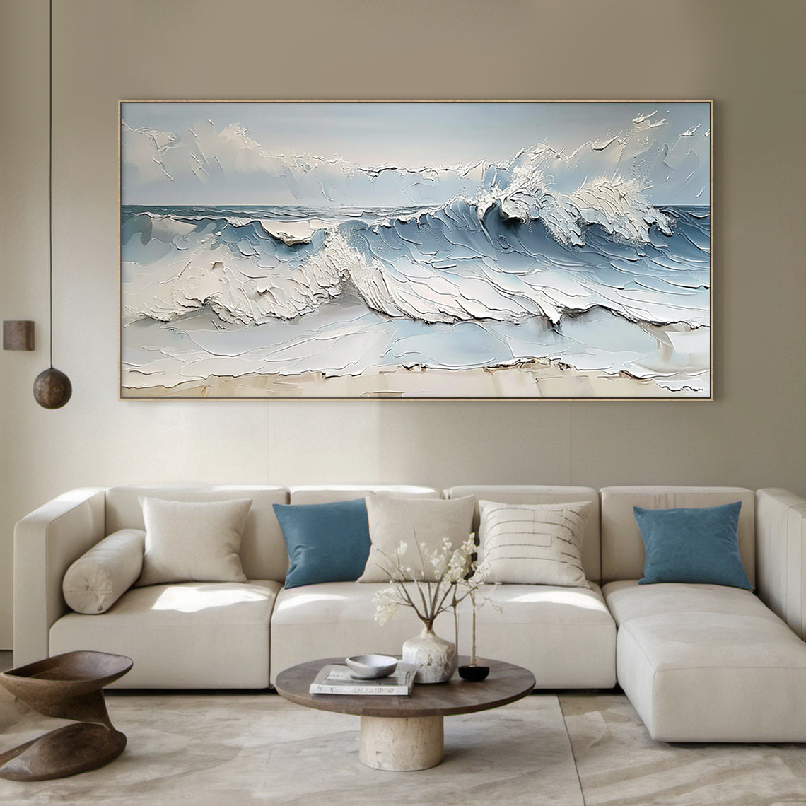 Azure Tides-Blue & White 3D Textured-AURA059 – AURAFY ART