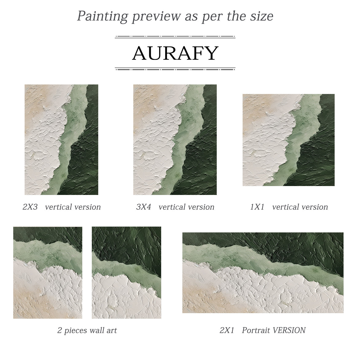 Moss Serenity Canvas – Moss Green & Ivory Textured Wall Art – AURA061