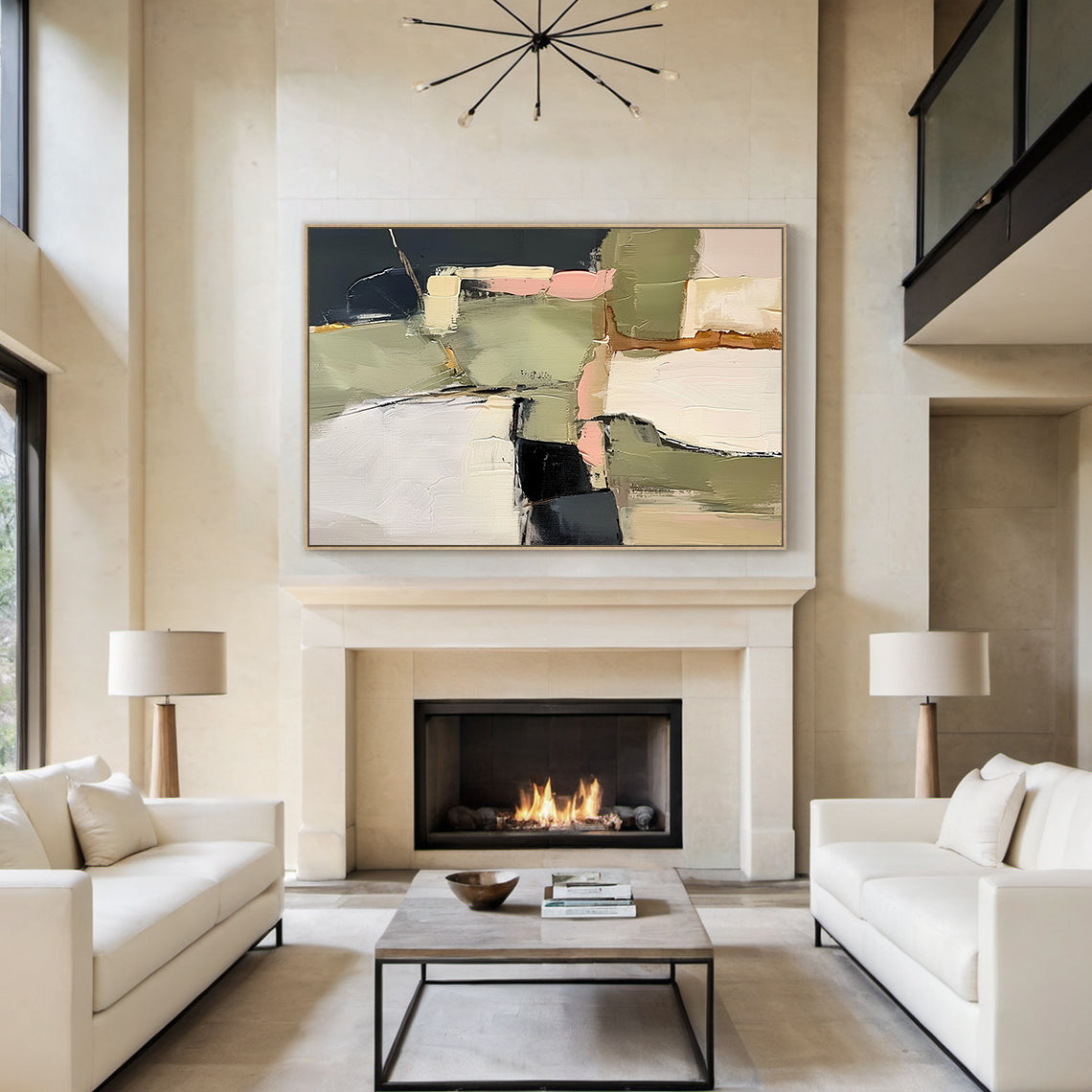 Modern Green Abstract Wall Art Living Room Textured Canvas Painting AURA162