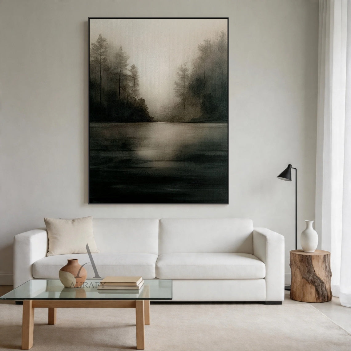 Modern Black Beige Landscape Nature Scene Wall Art Home Decor AURA411