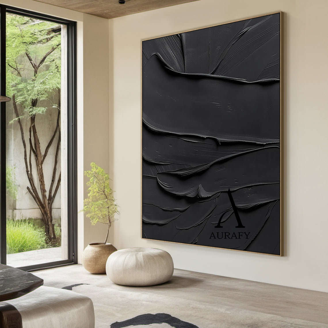 3D Textured Beige White Organic Sculpted Tree Art with Tactile High-Relief Finish AURA536