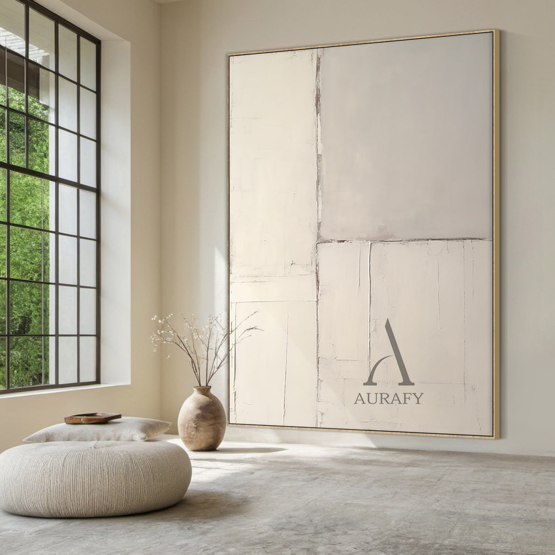 Beige Abstract Art Modern Wabi-Sabi Japandi Organic Tactile Plaster Textured Wall Decor AURA491
