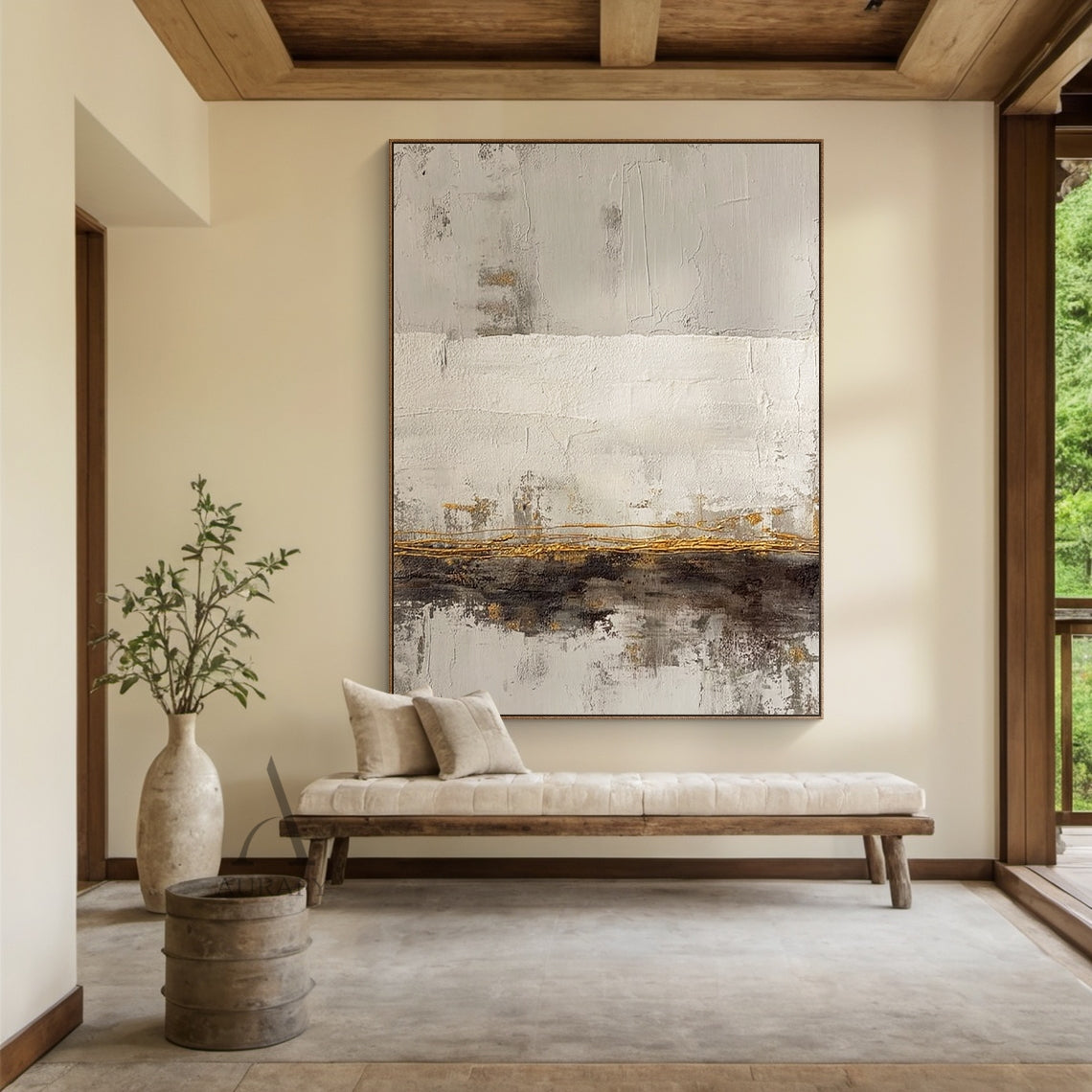 Gold Horizon Minimalist Abstract Wall Art - AURA690