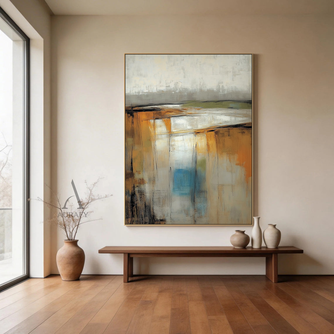 General Abstract Brown Beige Canvas Art for Home Decor AURA399