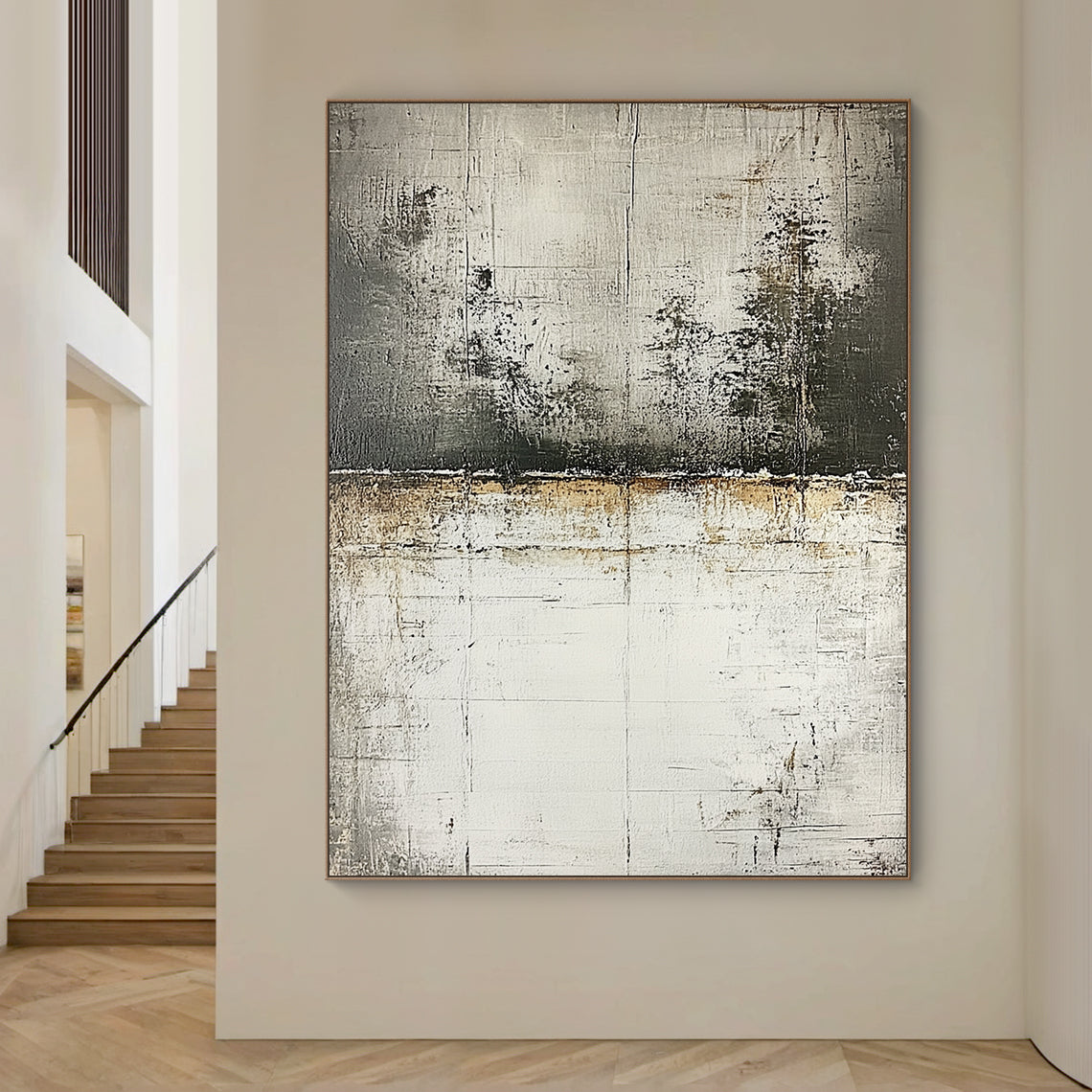 Wabi Sabi Abstract Wall Art Gray Black Layered Weathered Peeling Tactile Surface AURA588