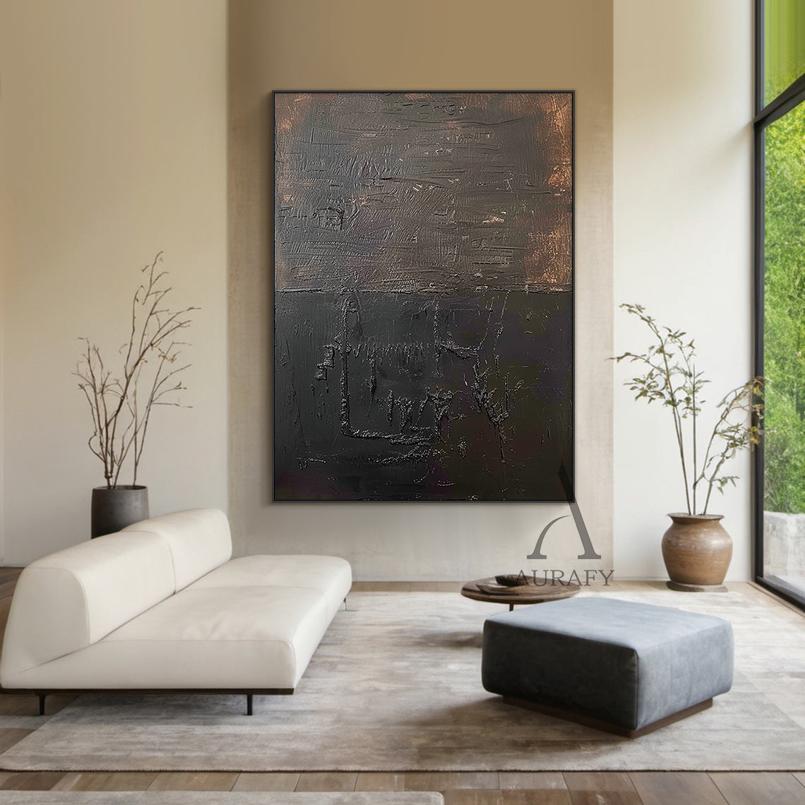 General Abstract Brown Art Thick Impasto Tactile Surface Scratched Industrial Retro Texture AURA477