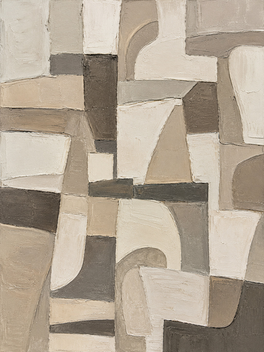 Wabi-Sabi Brown Beige Textured Abstract Plaster Knife Stroke Japandi Minimalist Modern Home Wall Art AURA706