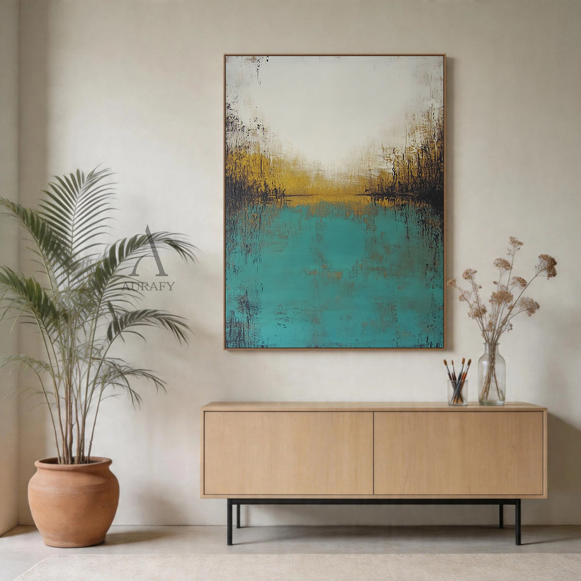 Modern General Abstract Green Beige Wall Art for Home Decor AURA395