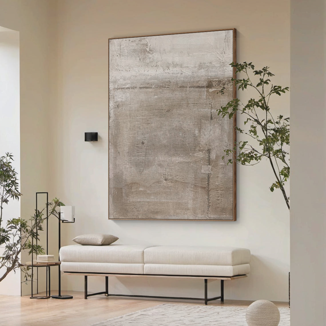Distressed Texture Wall Art – Taupe & Soft Gray Tones – AURA026(Vertical)