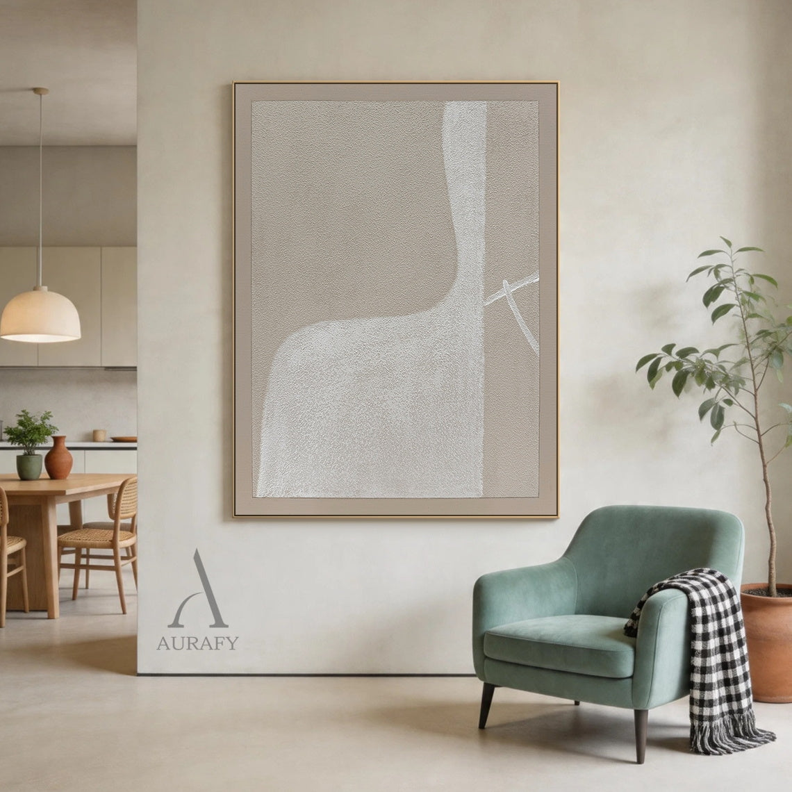 Beige Abstract Plaster Textured Wabi-Sabi Japandi Tactile Canvas Painting Minimalist Luxe Neutral Home Decor AURA738