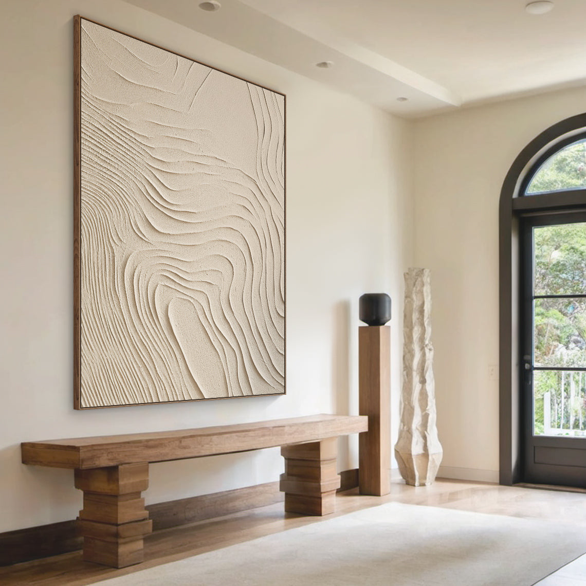 Organic Flow Canvas-Warm Sand Tones-AURA048