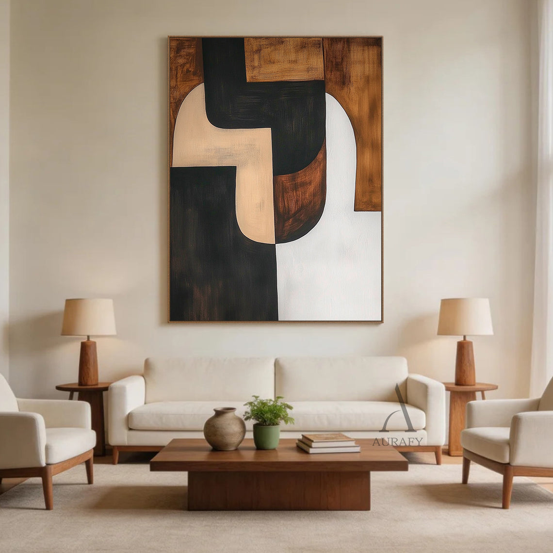 General Abstract Black Brown Modern Wall Art for Home Decor AURA386