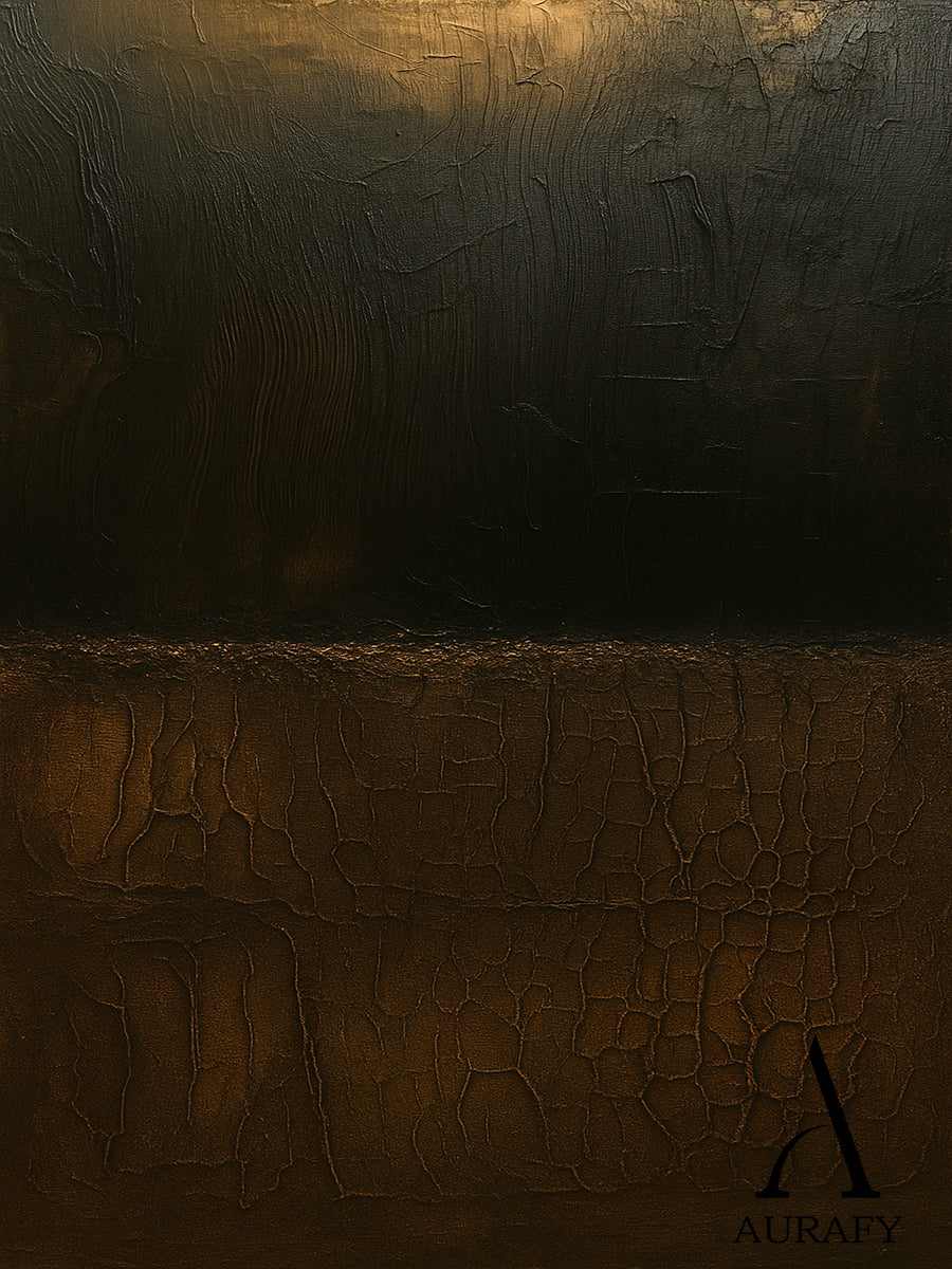 Wabi Sabi Brown Black Crackle Texture Tactile Organic Abstract Wall Art Hand-Scraped AURA565