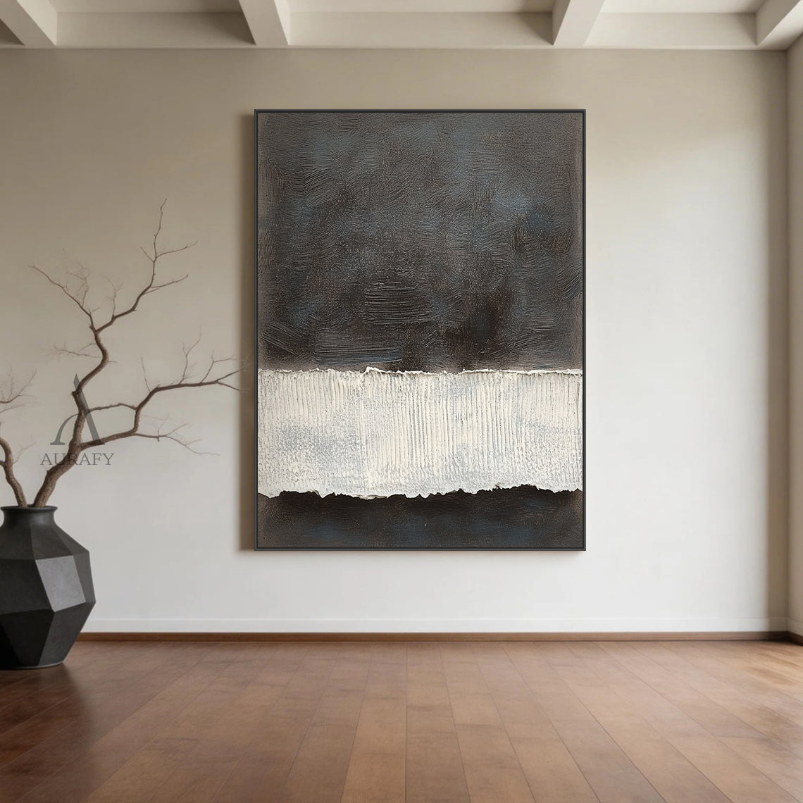 Abstract Black Beige Wall Art for Modern Home Decor AURA277