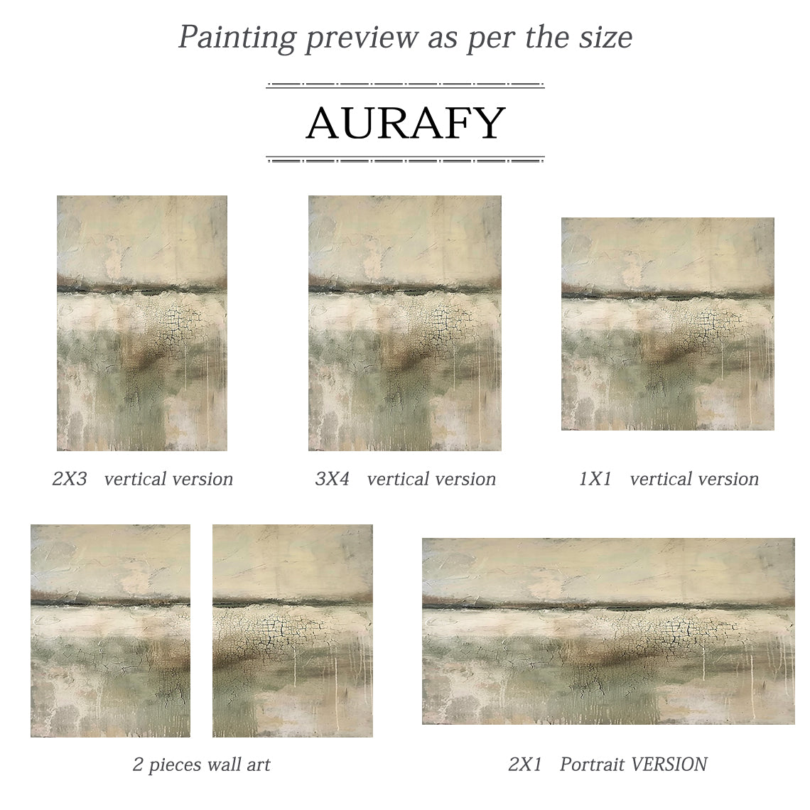 Mossed Silence-Green & Beige Wabi-Sabi Art-AURA080
