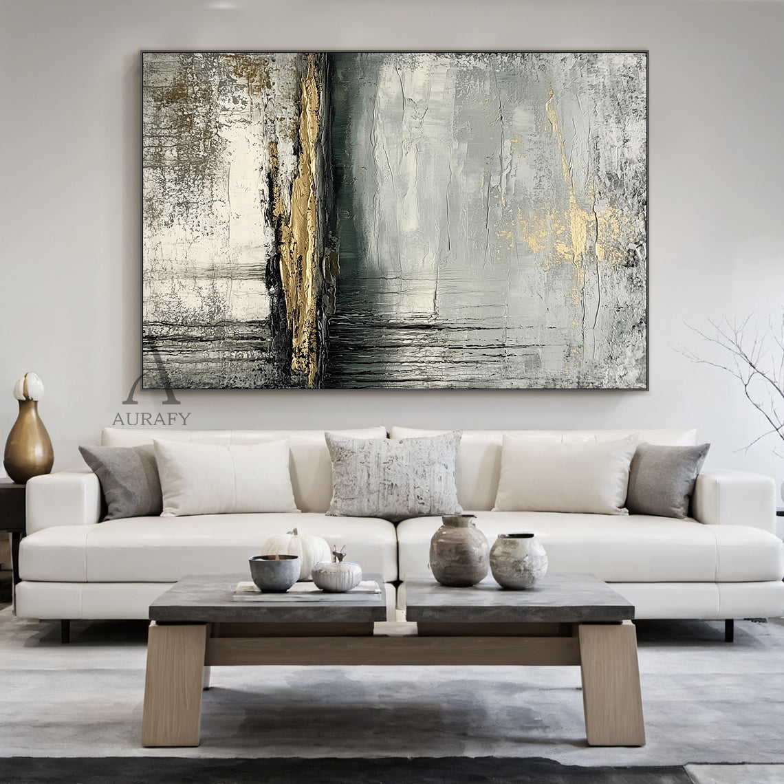 Wabi Sabi Gray White Minimalist Home Decor Piece AURA256