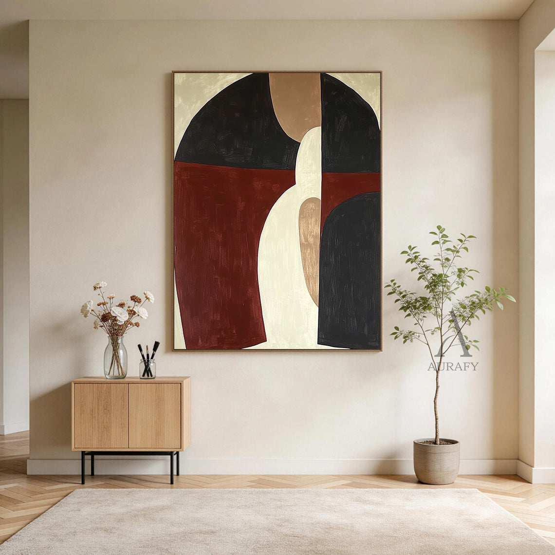 General Abstract Brown Black Wall Art for Living Room Decor AURA392