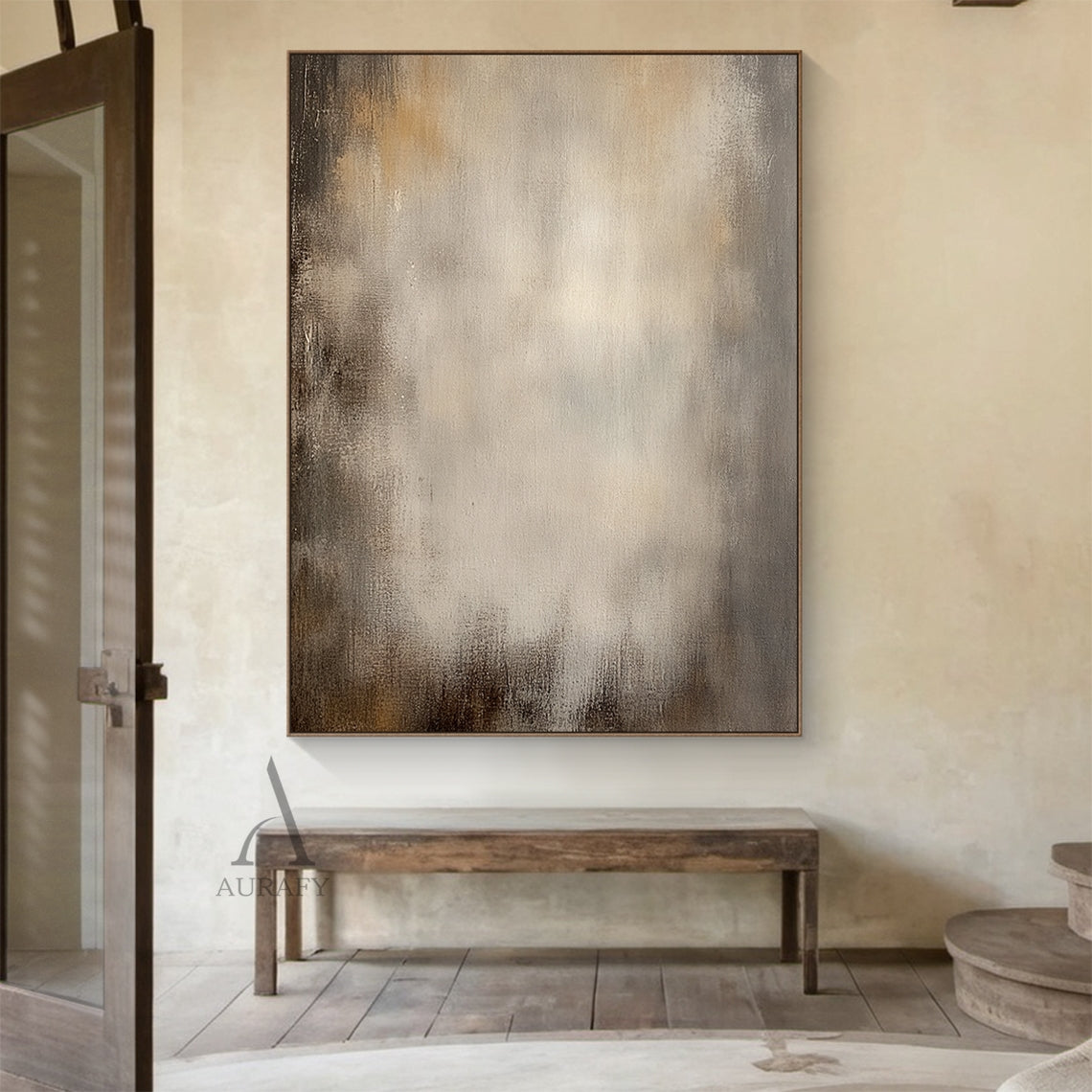 Misty Taupe Neutral Abstract Wall Art - AURA695