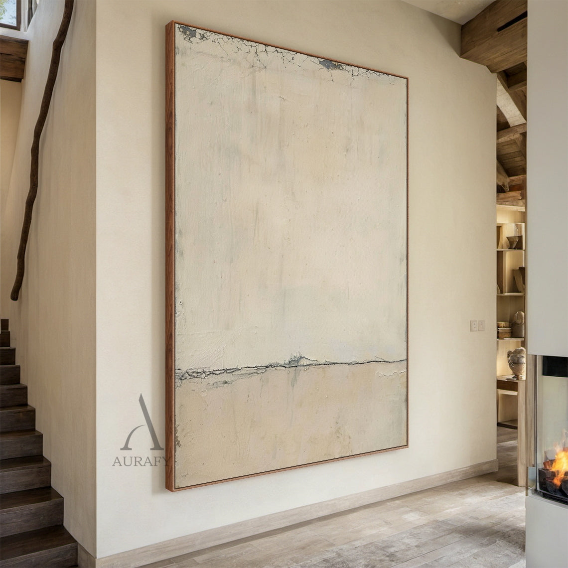 Minimalist Beige Horizon Wall Art - AURA700